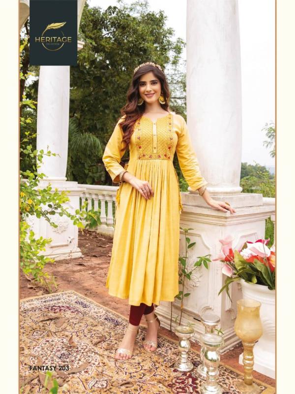 Heritage Fantasy 2 Rayon Designer Embroidery Kurti Collection